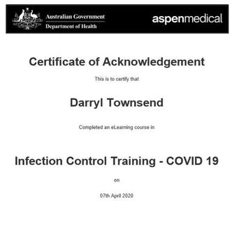 GOVERNMENT INFECTION CONTROL CERTIFIED (COVID-19) APRIL 2020