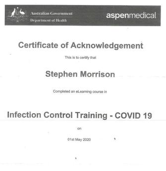 GOVERNMENT INFECTION CONTROL CERTIFIED (COVID-19) MAY 2020