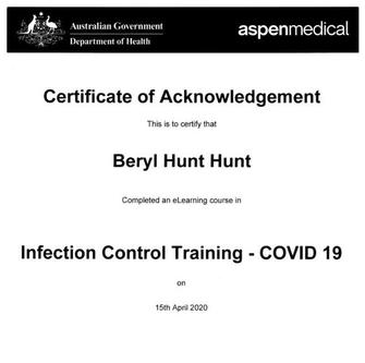 GOVERNMENT INFECTION CONTROL CERTIFIED (COVID-19) APRIL 2020