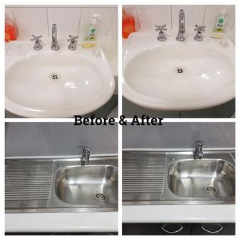 Sink Cleaning - before and after - Our cleaning services speak for themselves.