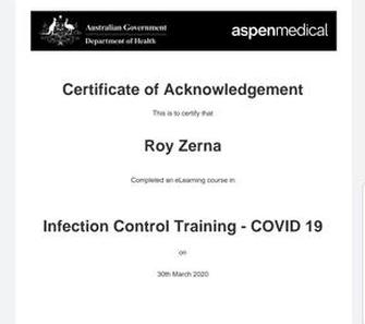 GOVERNMENT INFECTION CONTROL CERTIFIED (COVID-19) MARCH 2020