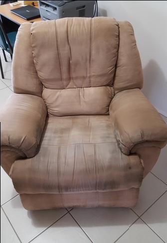 Before photo of 10 year old Microfibre lounge chair cleaned in Aspley, Brisbane