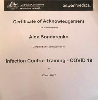 GOVERNMENT INFECTION CONTROL CERTIFIED (COVID-19) APRIL 2020