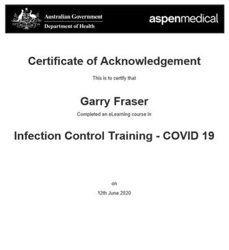 GOVERNMENT INFECTION CONTROL CERTIFIED (COVID-19) JUNE 2020