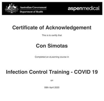 GOVERNMENT INFECTION CONTROL CERTIFIED (COVID-19) APRIL 2020