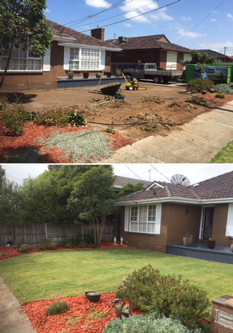 Front yard lawn installation - during & after - The customer was very happy with the results.&nbsp;