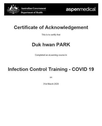 GOVERNMENT INFECTION CONTROL CERTIFIED (COVID-19) MARCH 2020