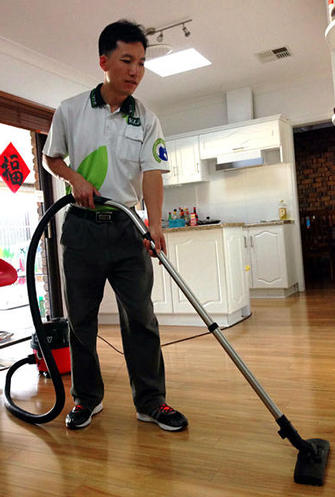 David vacuuming in Athelstone