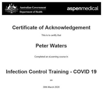 GOVERNMENT INFECTION CONTROL CERTIFIED (COVID-19) MARCH 2020