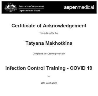 GOVERNMENT INFECTION CONTROL CERTIFIED (COVID-19) MARCH 2020