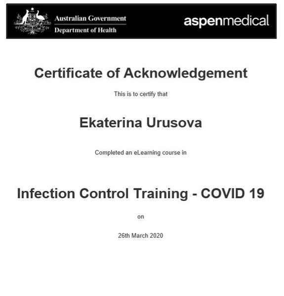 GOVERNMENT INFECTION CONTROL CERTIFIED (COVID-19) MARCH 2020