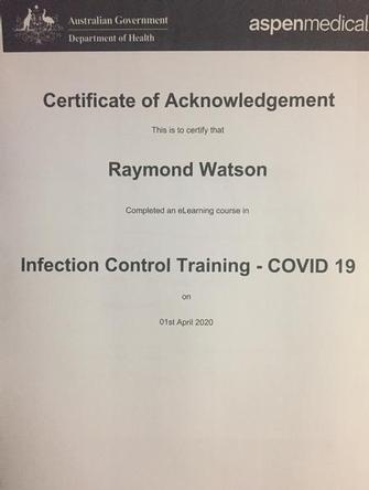 GOVERMENT INFECTION CONTROL CERTIFIED (COVID-19) APRIL 2020