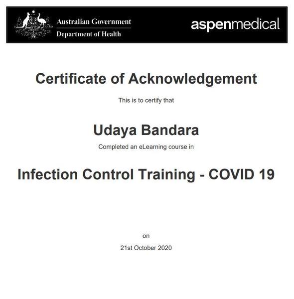 GOVERNMENT INFECTION CONTROL CERTIFIED (COVID-19) OCTOBER 2020