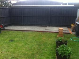 Regular customer in Mulgrave - Landscaping preparation of red gum sleepers, concrete for shed and lillydale topping