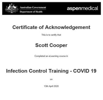 GOVERNMENT INFECTION CONTROL CERTIFIED (COVID-19) APRIL 2020