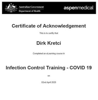 GOVERNMENT INFECTION CONTROL CERTIFIED (COVID-19) APRIL 2020