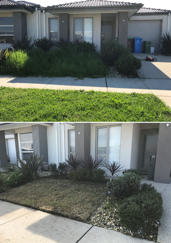 Lawn Mowing in Clyde - before & after - The grass here was over a foot high. After some regular cuts now it will come back nice and green.