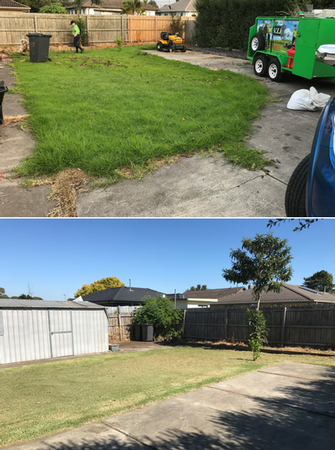 Lawn mowing in Devon Meadows - before & after