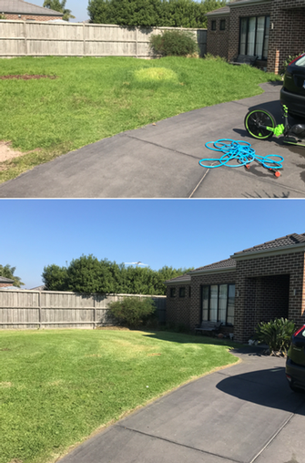 Lawn mowing in Cranbourne South - before & after