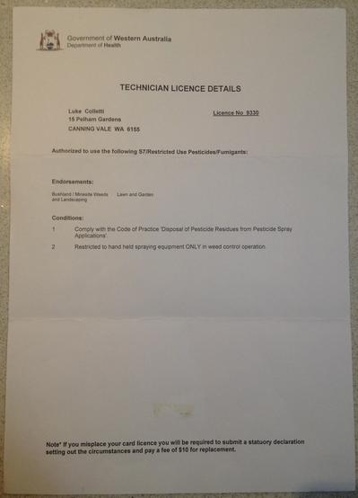 Pesticide Technicians Licence