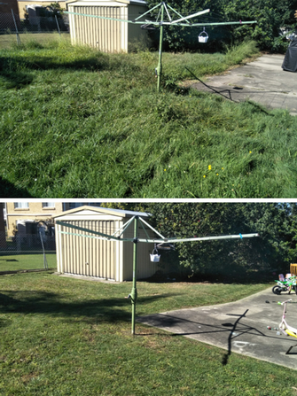 Lawn mowing - before & after