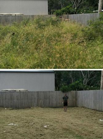 Before and After of Lawn Mowing in Manly - Look at the difference in these 2 photos. Can you spot me in the &#39;before&#39; photo?!

This was a big job.&nbsp;