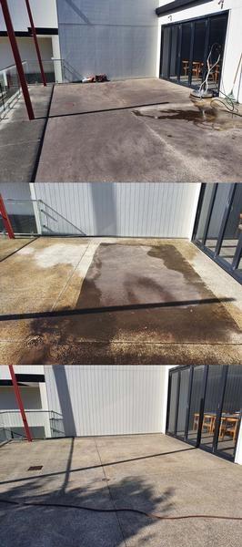 High Pressure Cleaning - Before, during and after a high pressure cleaning job undertaken on a commercial premises in Margaret River.