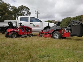 Our ride on mowers - no job too big or too small, just no rocks thanks