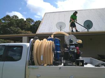 My new Gutter Vac system in action - If you need your Gutters cleaned, give me a call. I have the perfect system to get the job done.