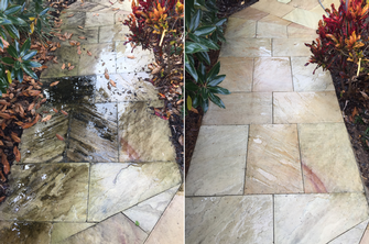High Pressure Cleaning - before and after - If your pavers are looking a little dirty and mossy, allow me to get them looking like new again.

This customer was very pleased with the results.&nbsp;

&nbsp;