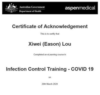 GOVERNMENT INFECTION CONTROL CERTIFIED (COVID-19) MARCH 2020