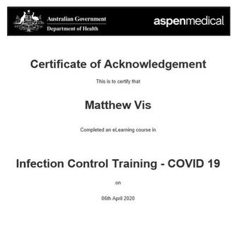 GOVERNMENT INFECTION CONTROL CERTIFIED (COVID-19) APRIL 2020