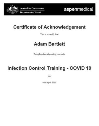 GOVERNMENT INFECTION CONTROL CERTIFIED (COVID-19) APRIL 2020