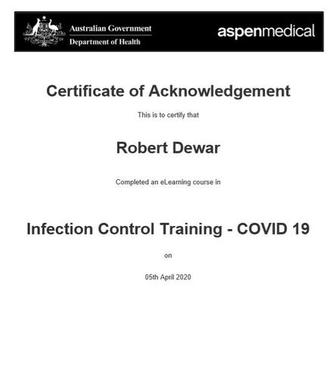 GOVERNMENT INFECTION CONTROL CERTIFIED (COVID-19) APRIL 2020