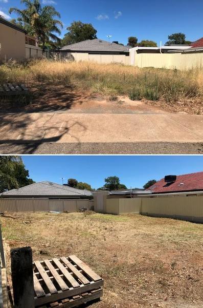 Block slashing - before & after - The customer was contacted by the Council to reduce the fire risk to this empty block. After a couple of hours and 7 hay bales full later, the customer was very pleased.&nbsp;