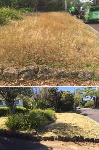 Lawn mowing in Mount Eliza - before & after - The nature strip here was a bit overgrown and due for a trim.