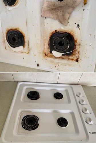 Stove top clean - before & after