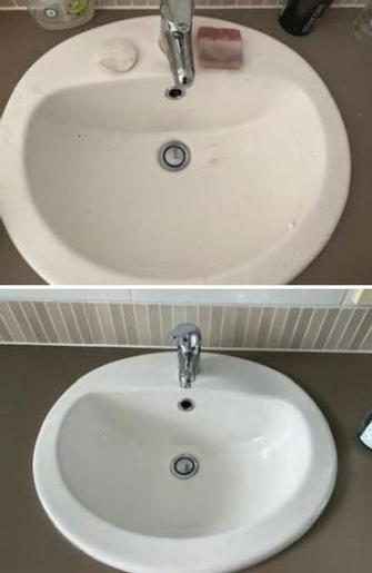 Bathroom Sink Clean - before & after