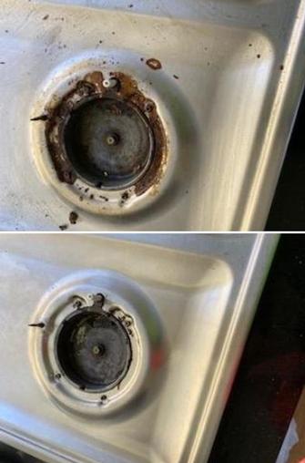 Stove top clean - before & after