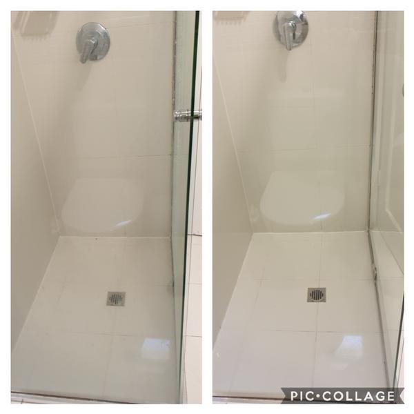 Shower clean - before & after