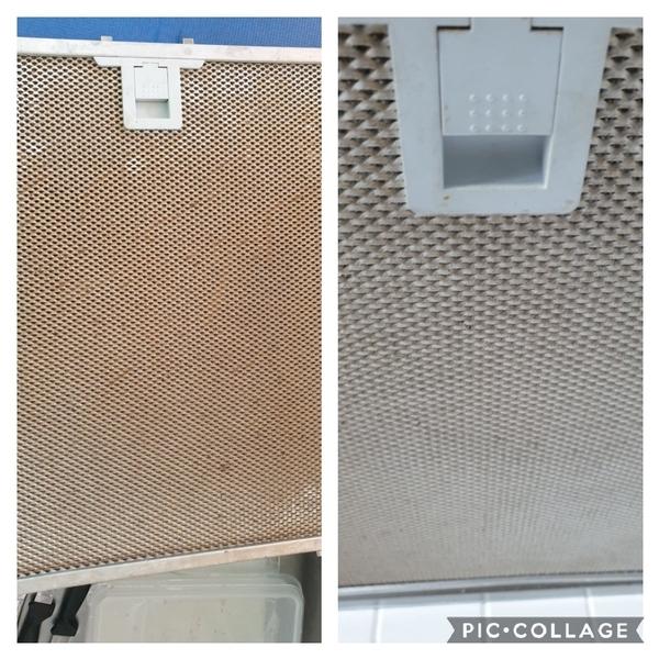 Range hood filter cleaning - before & after