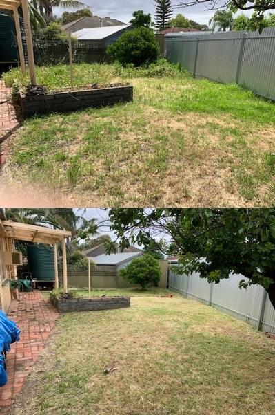 Lawn mowing - before & after