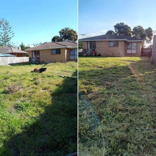 Lawn Mowing in Beaconsfield - before & after