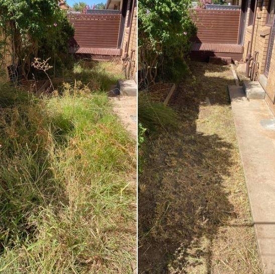 Lawn mowing - before & after