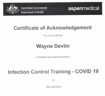 GOVERNMENT INFECTION CONTROL CERTIFIED (COVID-19) APRIL 2020