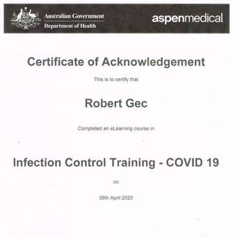 GOVERNMENT INFECTION CONTROL CERTIFIED (COVID-19) APRIL 2020