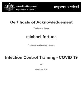 GOVERNMENT INFECTION CONTROL CERTIFIED (COVID-19) APRIL 2020