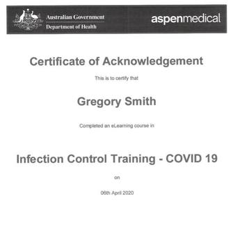 GOVERNMENT INFECTION CONTROL CERTIFIED (COVID-19) APRIL 2020