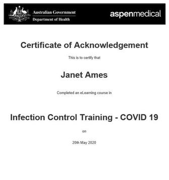 GOVERNMENT INFECTION CONTROL CERTIFIED (COVID-19) MAY 2020