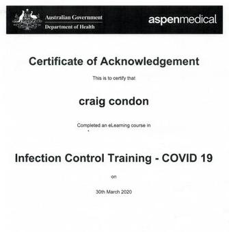 GOVERNMENT INFECTION CONTROL CERTIFIED (COVID-19) MARCH 2020